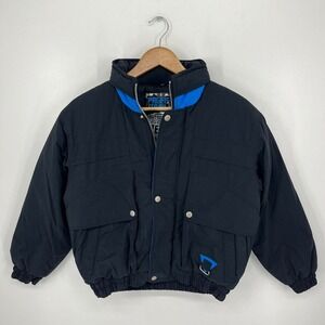 Pacific Trail Sub Zero Vintage Kids Puffer Jacket Black Blue Size M 10-12 90s